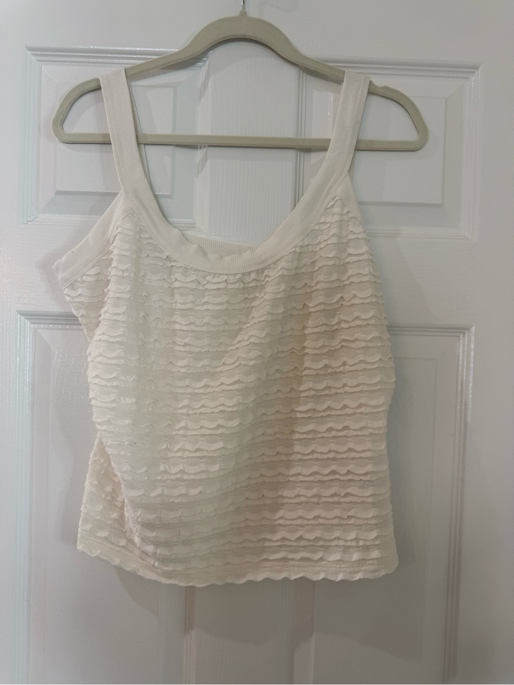 Anthropologie Cream Ruffle-Textured Tank Top